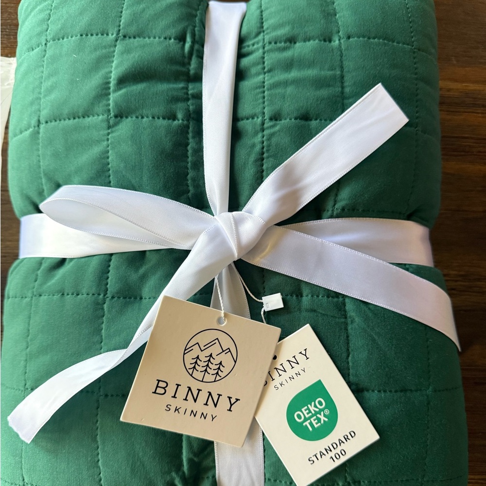 BINNY SKINNY Green Quilted toddler Blanket bamboo NWT